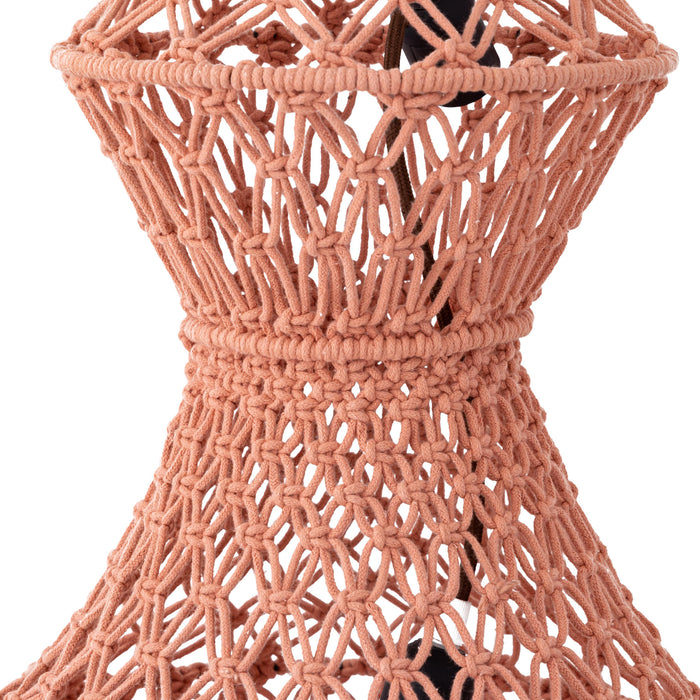 PTMD Milley Orange cotton macrame hanging lamp 3 layers