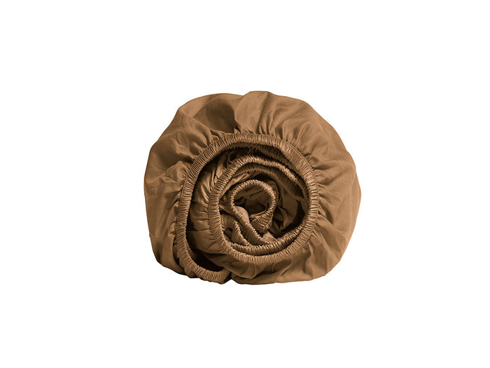 Yumeko hoeslaken katoen satijn caramel 180x210x30