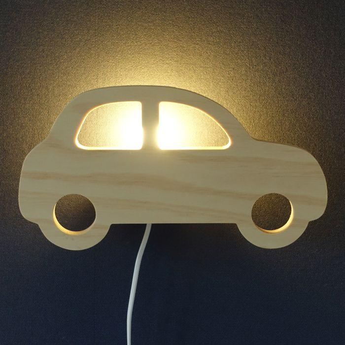 Houten wandlamp kinderkamer | Auto - blank