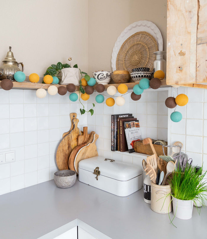 Cotton Ball Lights lichtslinger bruin en blauw - Earth 20