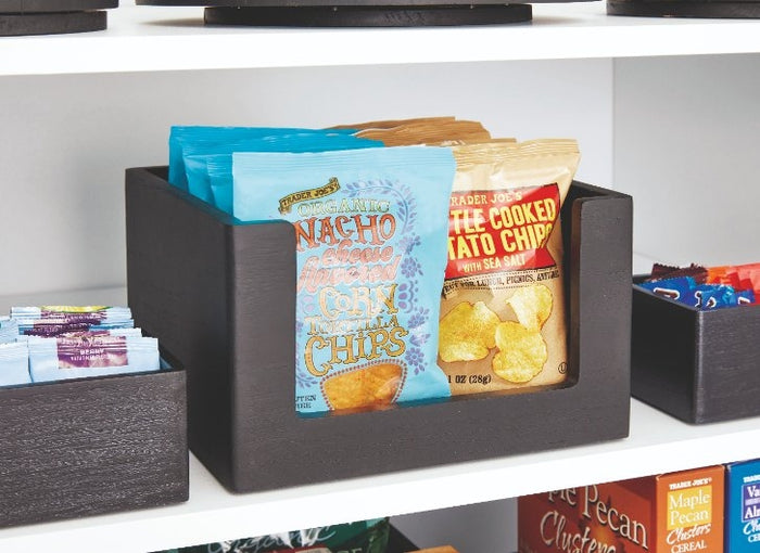 Opbergbox, Open, 25.5 x 25.5 x 15 cm, Paulownia Hout, Zwart - iDesign