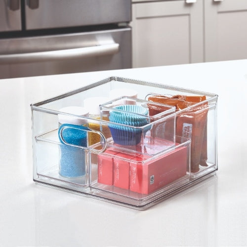 Opbergbox met Handvaten, 25.4 x 25.4 x 15.2 cm, Kunststof, Transparant