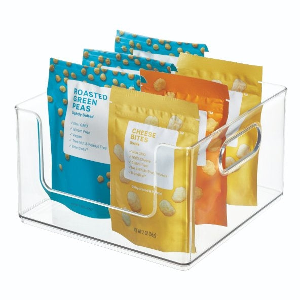 Open Opbergbox met Handvaten, 25 x 25 x 15 cm, Kunststof, Transparant