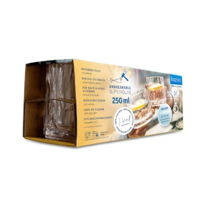Whiskyglas, 0.25 L, Set van 2, Organic, Transparant - Koziol | Club No
