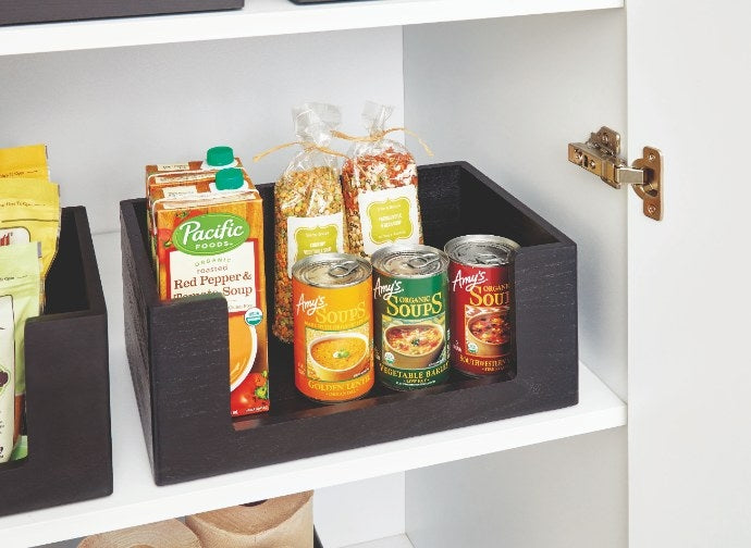 Opbergbox, Open, 25.5 x 38 x 15 cm, Paulownia Hout, Zwart - iDesign |