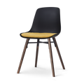 Nolon Nena-Liv Eetkamerstoel Zwart - Okergeel Kussen - Walnoot