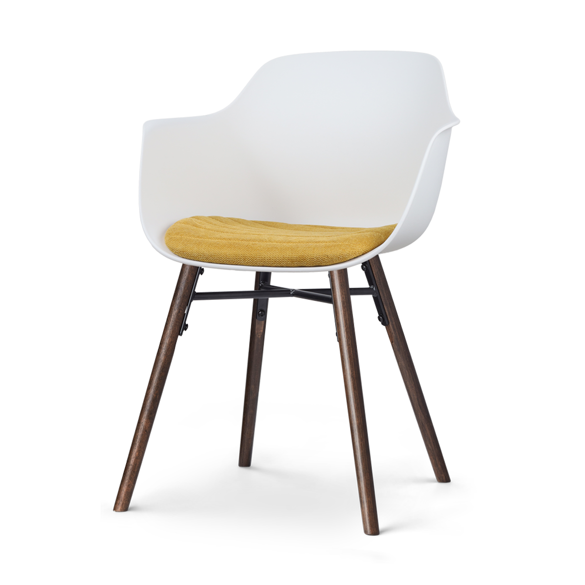 Nolon Nena-Liz Eetkamerstoel Wit - Okergeel Kussen - Walnoot