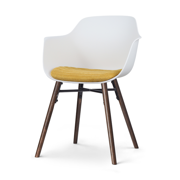 Nolon Nena-Liz Eetkamerstoel Wit - Okergeel Kussen - Walnoot