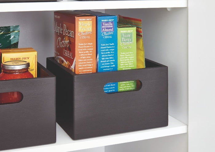 Opbergbox met Handgrepen, 25.5 x 38 x 15 cm, Paulownia Hout, Zwart - i