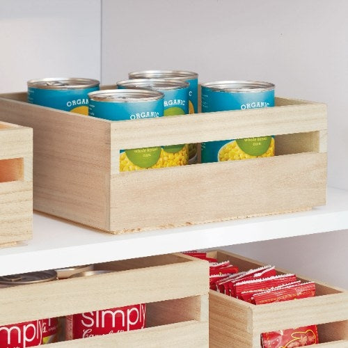 Opbergbox met Handvat, 25.4 x 25.4 x 10.5 cm, Paulownia Hout - iDesign