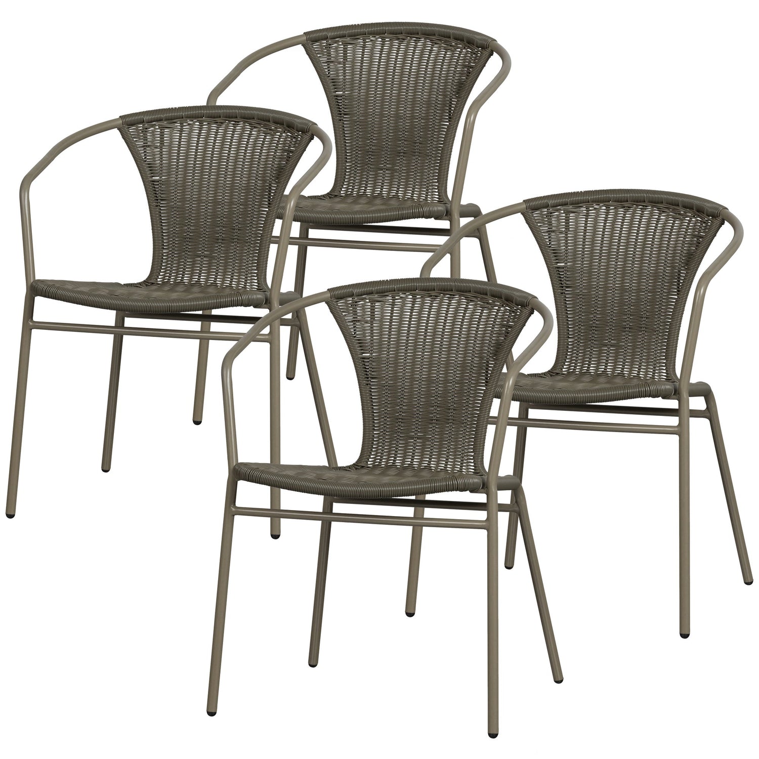 WOOOD Weston Stoelen Buiten - Rattan|Metaal - Jungle - Set van 4