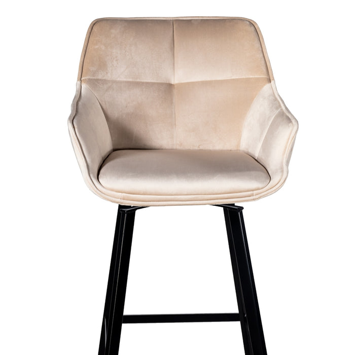 Giga Meubel - Barstoel Shannon Velvet Champagne Draaibaar  - Set van 2
