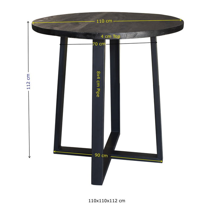 Giga Meubel - Bartafel 110cm Zwart - Mangohout & Metaal