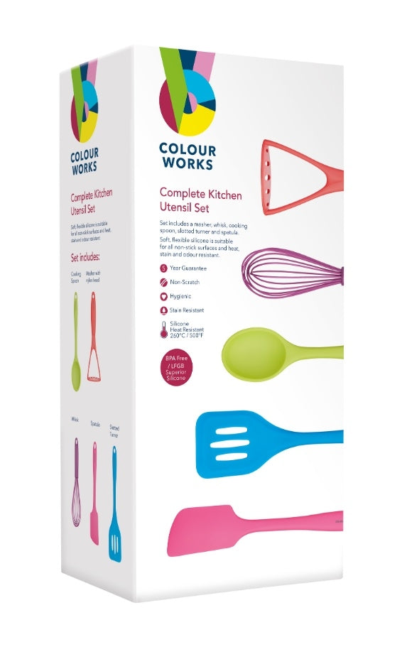 Keukengerei Set, Siliconen, 5 Delig, Gekleurd - ColourWorks | Brights