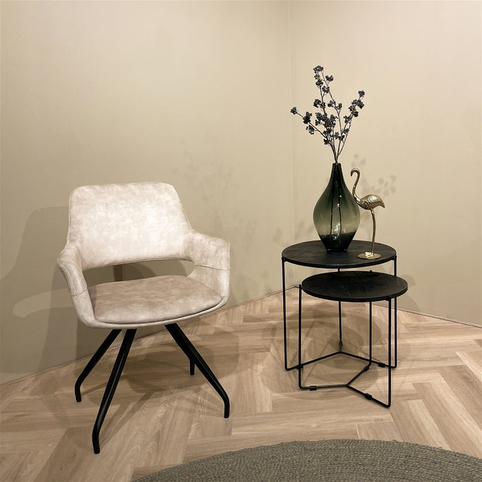 Livingfurn - Giga Meubel - Eetkamerstoel Capp Beige Velvet