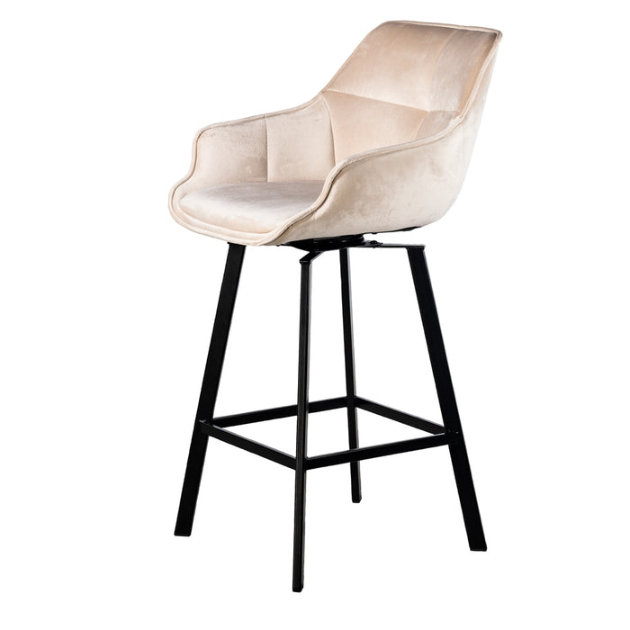 Giga Meubel - Barstoel Shannon Velvet Champagne Draaibaar  - Set van 2