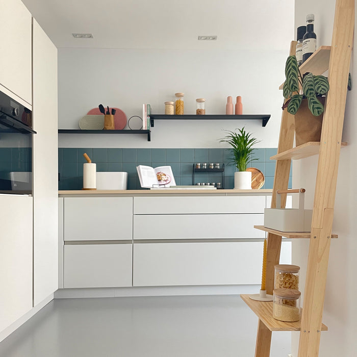 QUVIO Opbergbak met handvat - Metaal - Wit