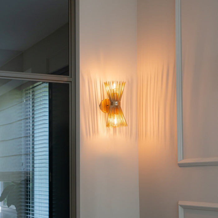 QAZQA Art Deco wandlamp goud 2-lichts - Broom