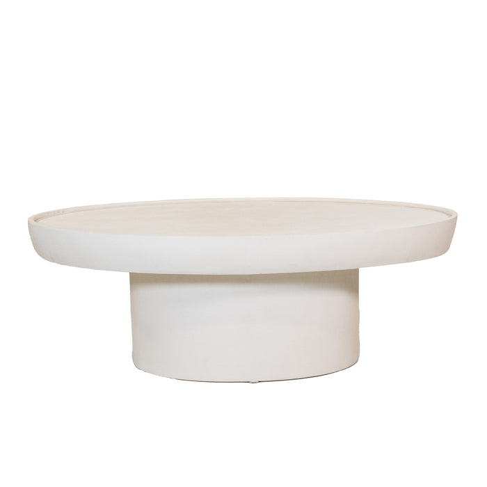 Giga Meubel - Salontafel Beige Ovaal 90cm - Beton|Mangohout