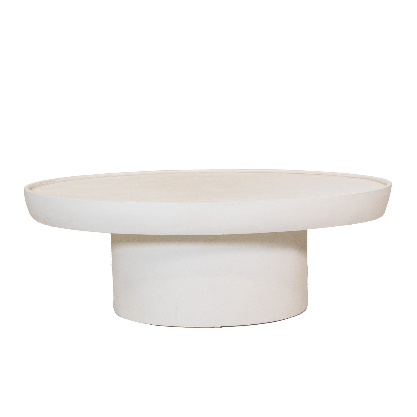 Giga Meubel - Salontafel Beige Ovaal 90cm - Beton|Mangohout