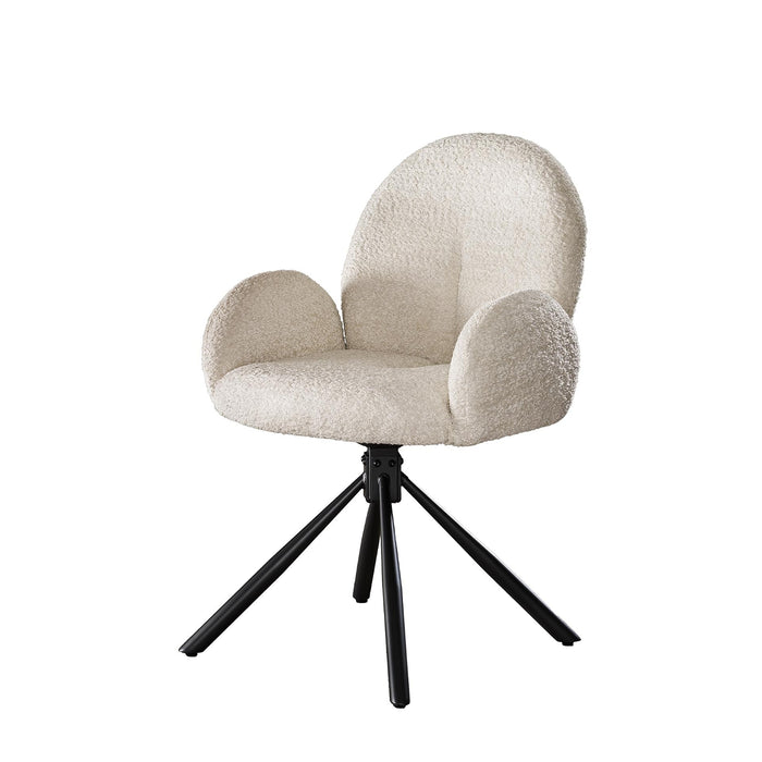 Giga Meubel - Armstoel Bouclé Wit - Draaibaar - 62x85x65cm