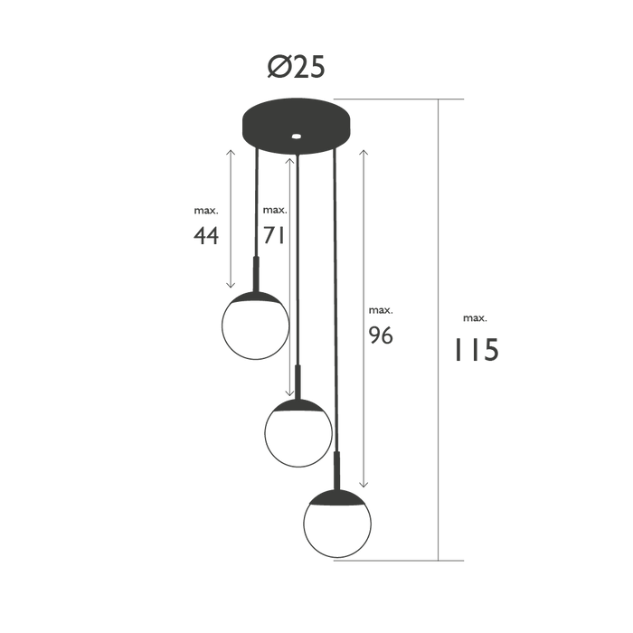 Fermob Mooon triple hanglamp - indoor|outdoor - carbone