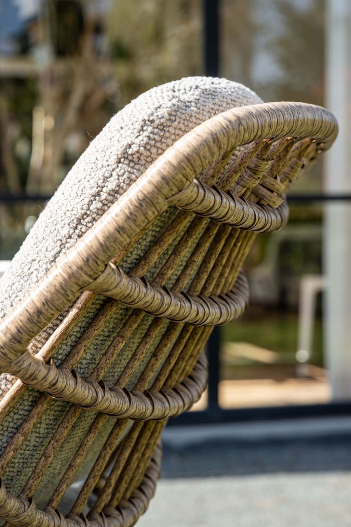 Castello lounge fauteuil - light teak look - natural rotan-merino sand