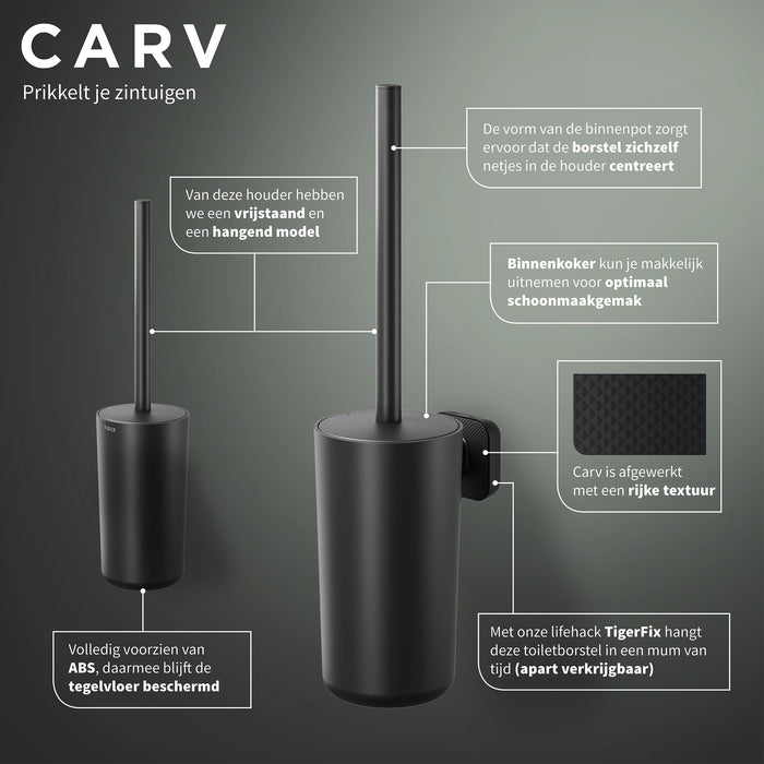 Tiger Carv Toiletborstel met Houder - Zwart