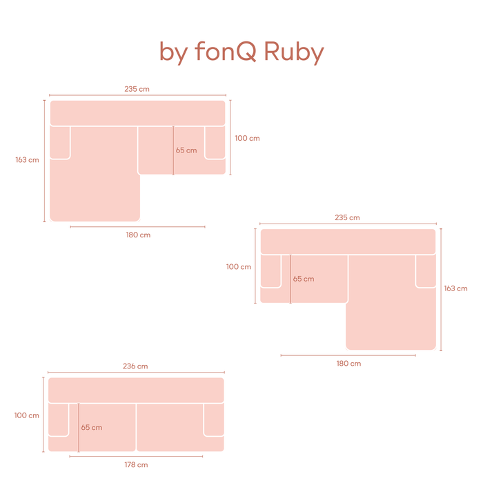 by fonQ Ruby Hoekbank met Chaise Longue Links - Terra