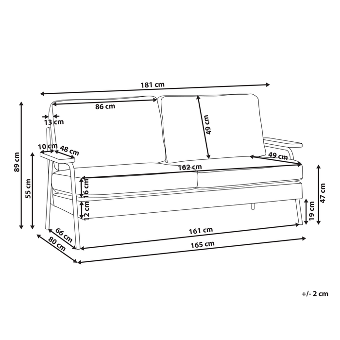 Beliani - AKRANES - Driezitsbank - Taupe - Stof