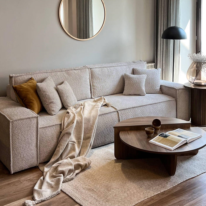 NADUVI Collection Galine 3-zitsbank met Slaapfunctie - Boucle - Crème