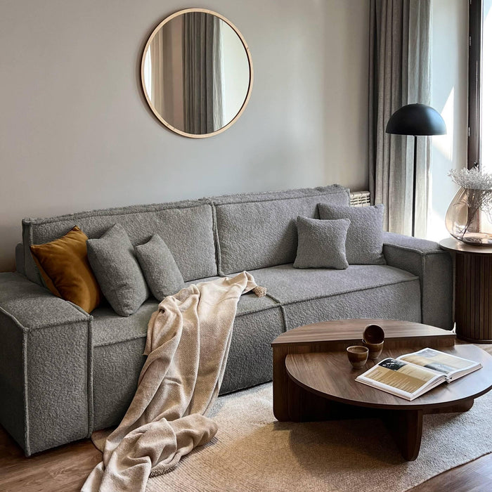 NADUVI Collection Galine 3-zitsbank met Slaapfunctie - Bouclé - Grijs