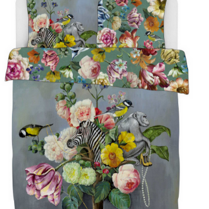 Jet Originals Dekbedovertrek Katoen Satijn Floral Animal - blauw