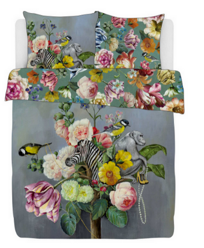 Jet Originals Dekbedovertrek Katoen Satijn Floral Animal - blauw