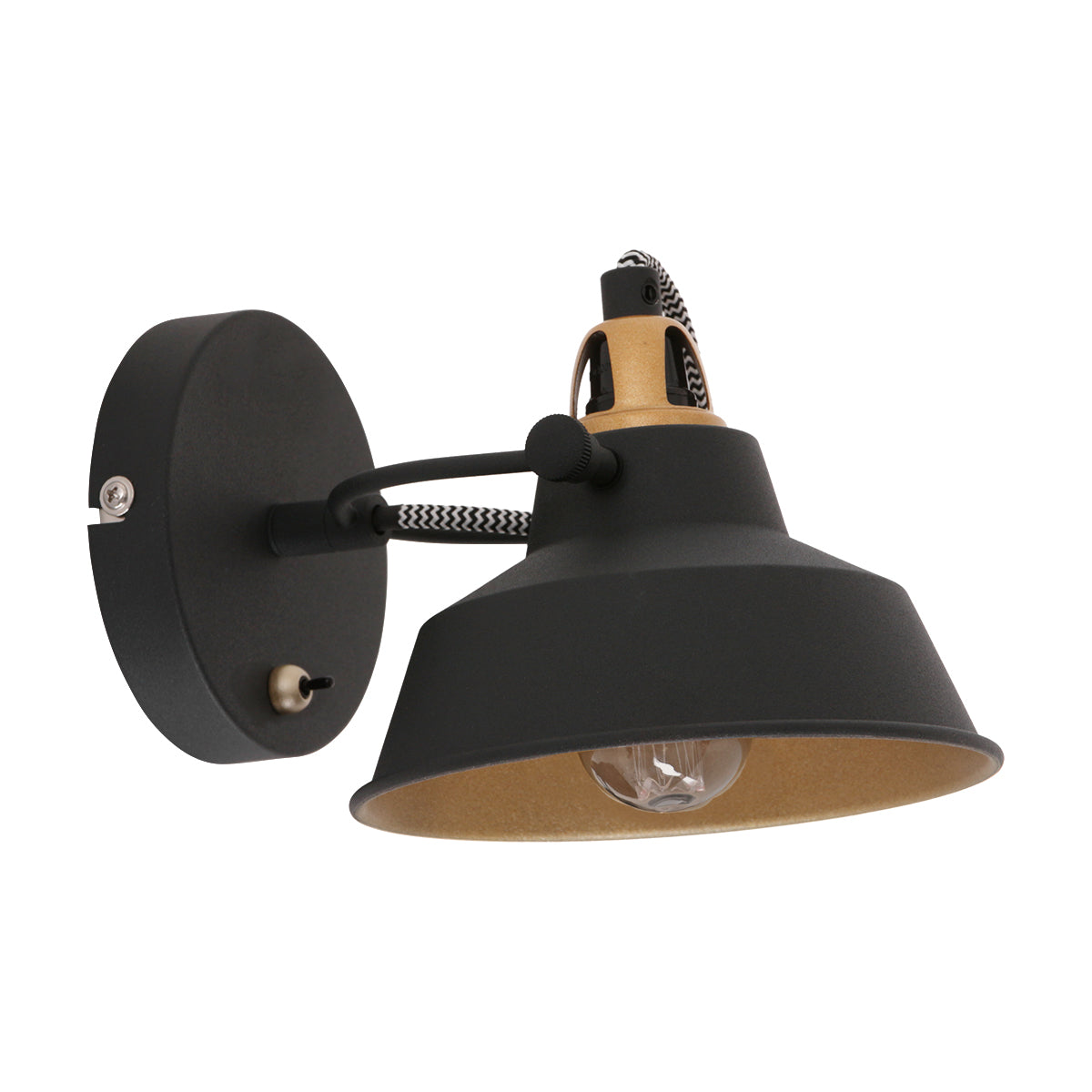 Mexlite - wandlamp - Nove - zwart - metaal - opbouwspot - E14 - 3326ZW