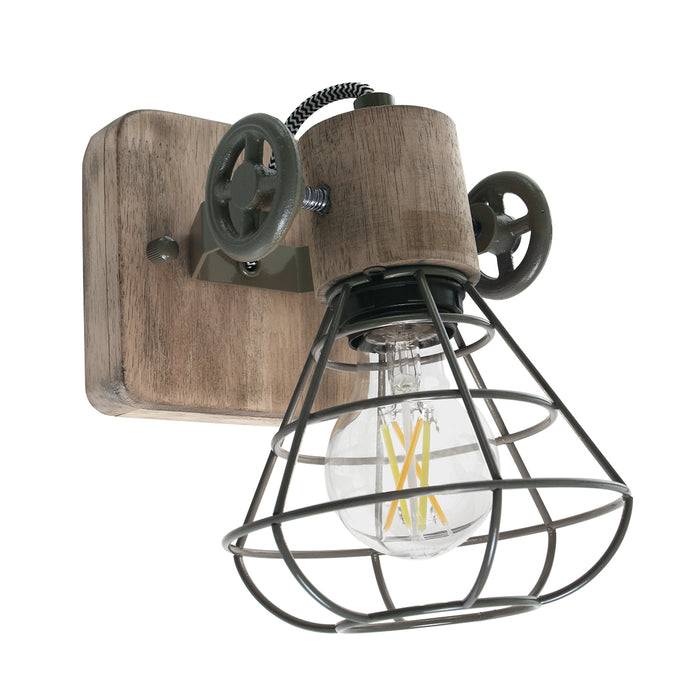 Anne Lighting - spot - Guersey - groen - hout metaal - opbouwspot - E27 - 1578G