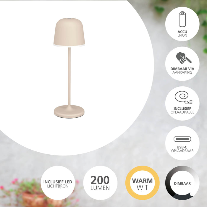 EGLO Mannera Tafellamp - 34 cm - Oplaadbaar (tot 38 uur licht)
