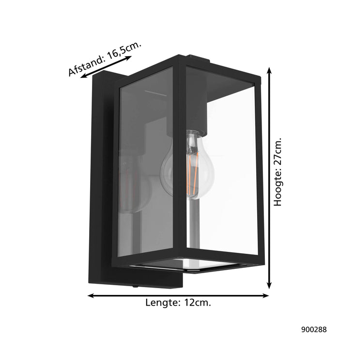 EGLO Budrone Wandlamp Buiten - E27 - 27 cm - Zwart