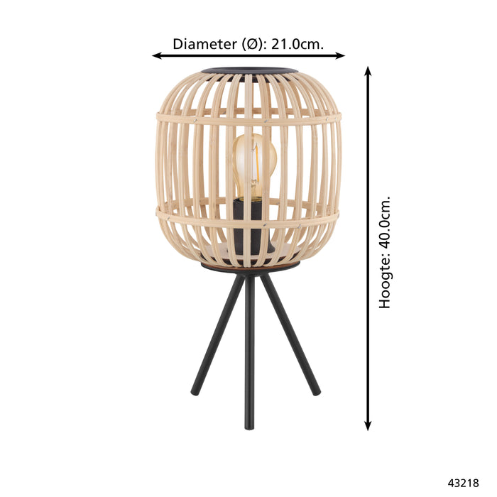 EGLO Bordesley Tafellamp - E27 - 40 cm - Zwart|Natuur