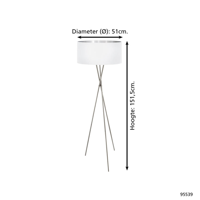 EGLO Fondachelli Vloerlamp - E27 - 151,5 cm - Grijs|Wit|Zilver