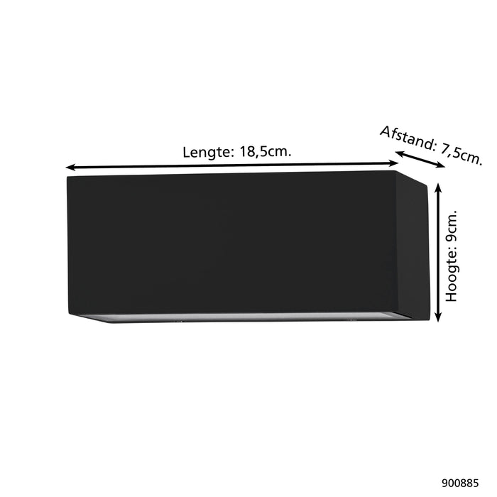 EGLO Spongano Wandlamp - buitenverlichting - LED - Zwart