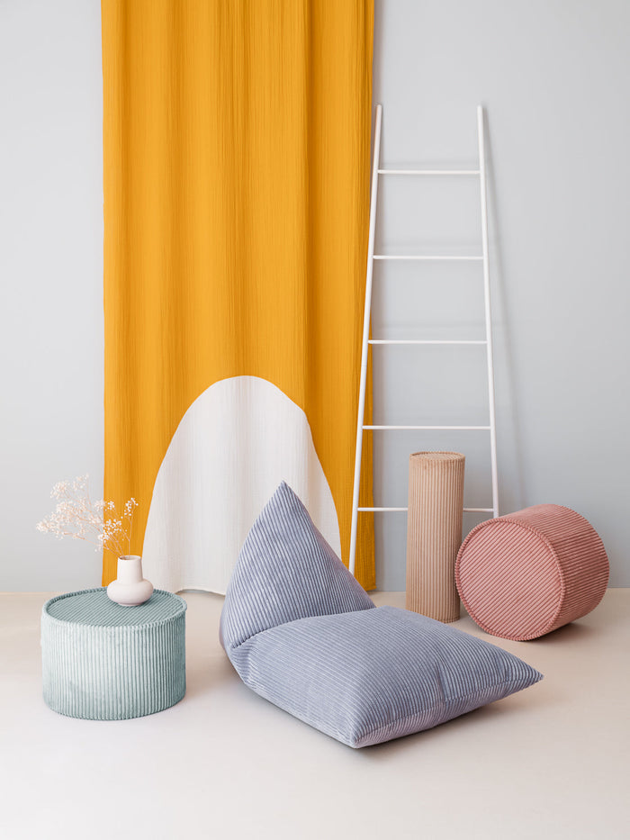 WigiWama Mini Loungie - Kinderzitzak - Blueberry - blauw - ribfluweel