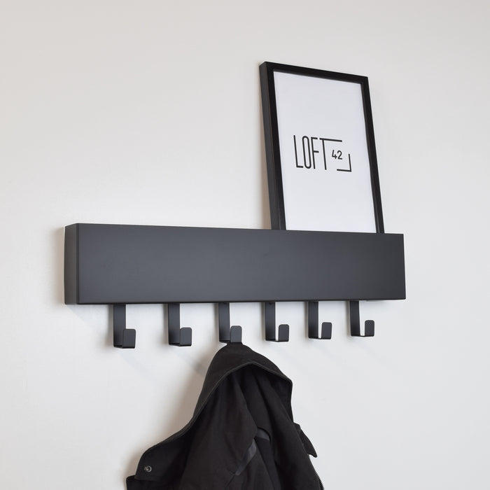 LOFT42 Mula Wandkapstok - 61x19x6 - Zwart metaal - 6 haken