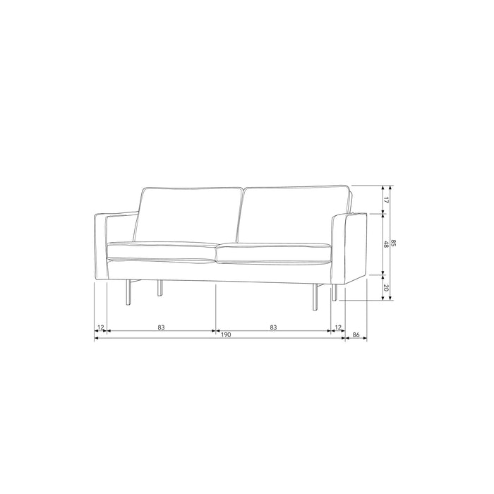 WOOOD Bank 2,5-Zits Rodeo - Structure Velvet - Bonsai - 85x190x86