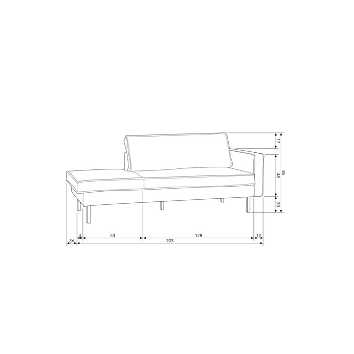 WOOOD Rodeo Daybed Right - Bouclé - Naturel - 85x203x86