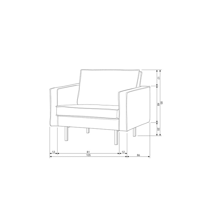 WOOOD Fauteuil Rodeo - Structure Velvet - Mountain - 85x105x86