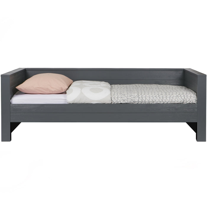 WOOOD Dennis Bedbank Incl. Bedlade|Lattenrol - Grenen - Staalgrijs