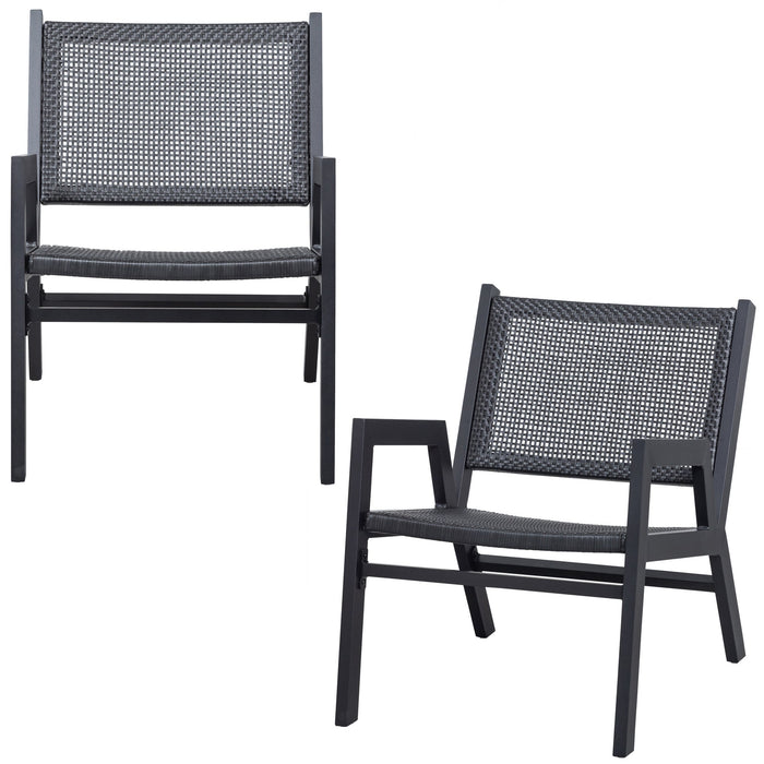 WOOOD Pem Tuin Fauteuils Armleuning - Aluminium - Zwart - Set van 2