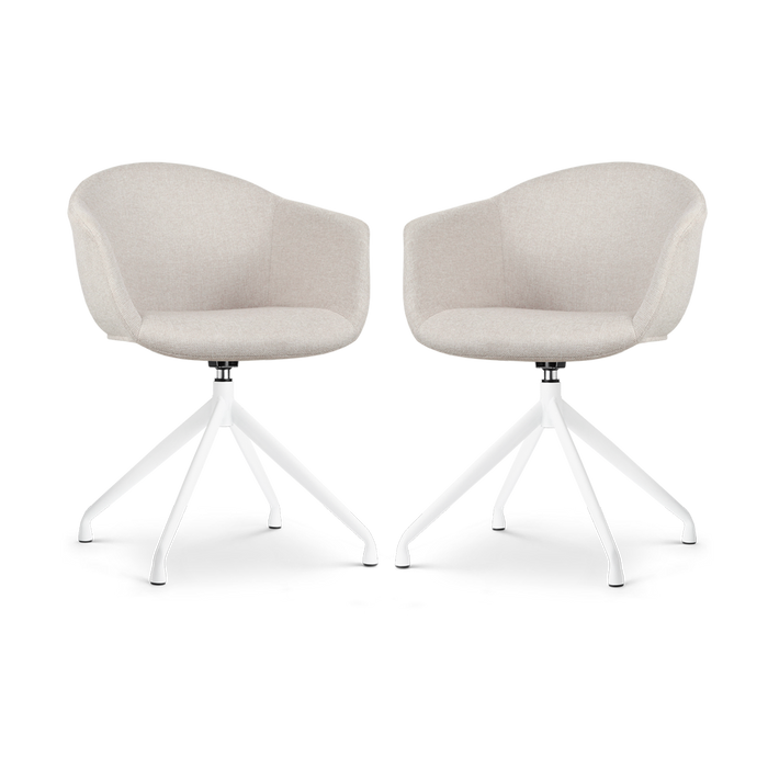 Nolon Nola-Otis Draaibare Eetkamerstoelen Set - Beige - Wit