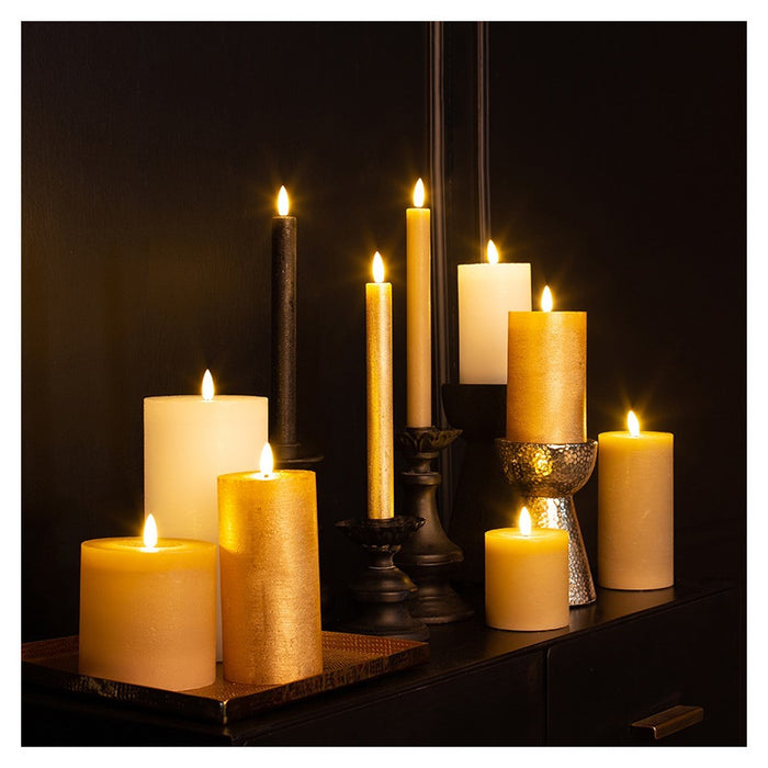 Countryfield Led kaarsen|dinerkaarsen - 2x stuks - zwart - 24 cm